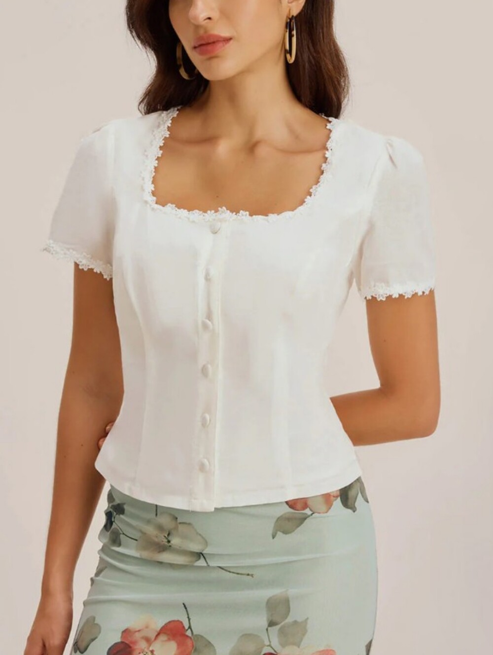 Ren Faire white lace Crochet blouse Small Boho Coquette Feminine Cottagecore - Picture 3 of 16